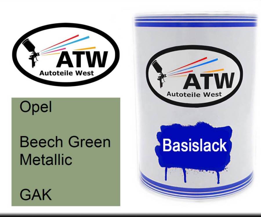 Opel, Beech Green Metallic, GAK: 500ml Lackdose, von ATW Autoteile West.